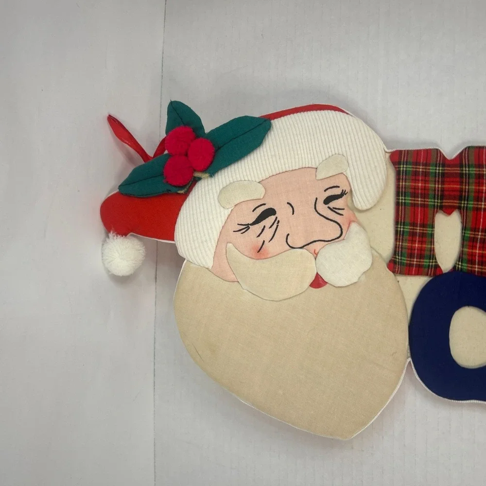 Vintage Merry Christmas Santa 3D Sign Letters Fabric Wall Hanging Decor 34